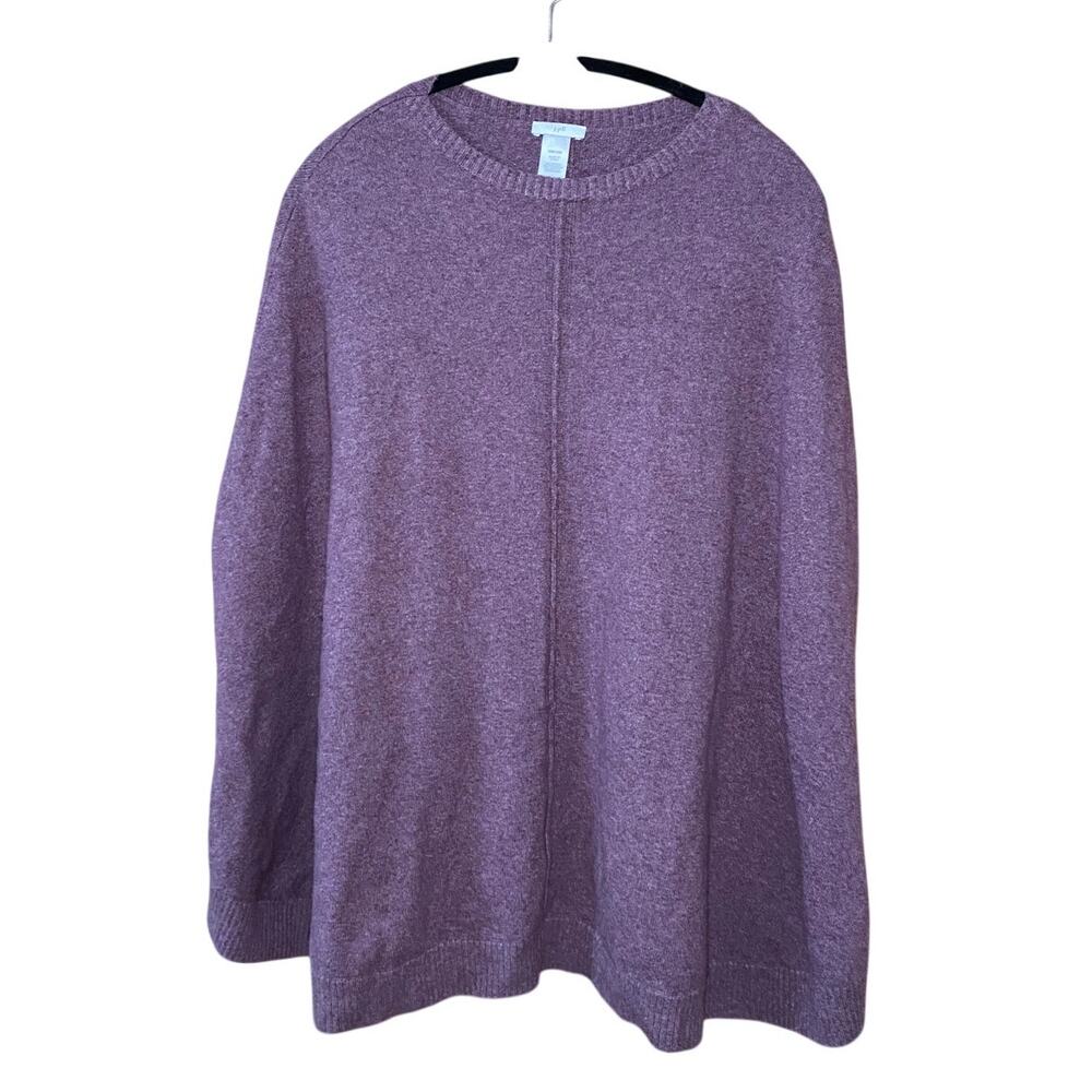 J. Jill - Women's Cozy Purple Cotton Blend Poncho - One Size